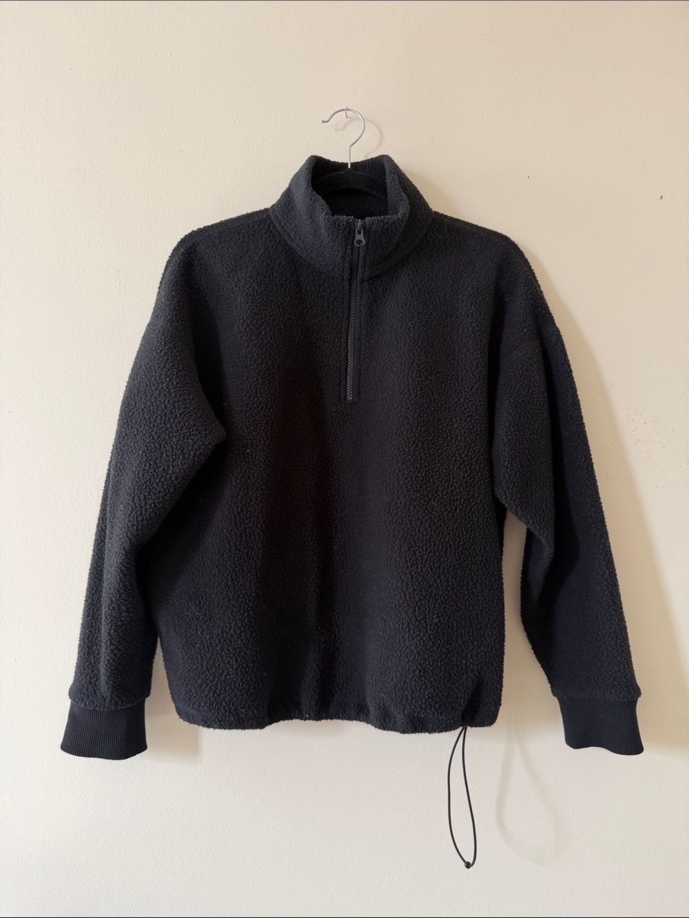 Everlane Black Sherpa Half-Zip Pullover